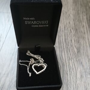 Silver Crystal Heart Necklace with Swarovski Elements